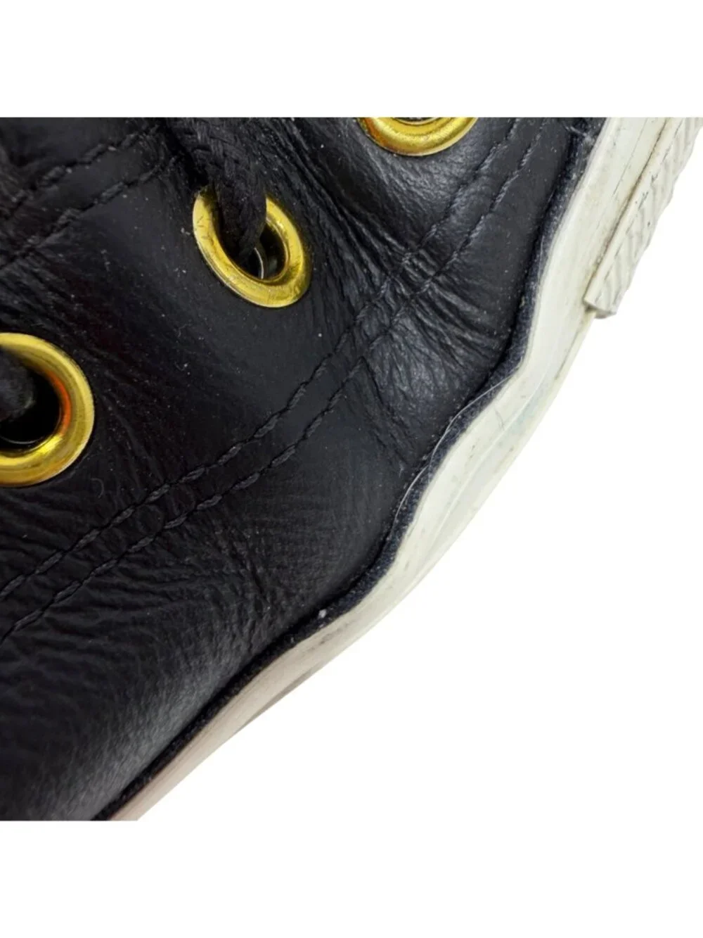 CONVERSE Chuck Taylor Black Leather Low Sneakers "Frilly Thrills" Women's Sz 5 - Picture 10 of 10